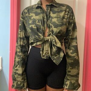 Green Camo Button Up Shirt 🐢